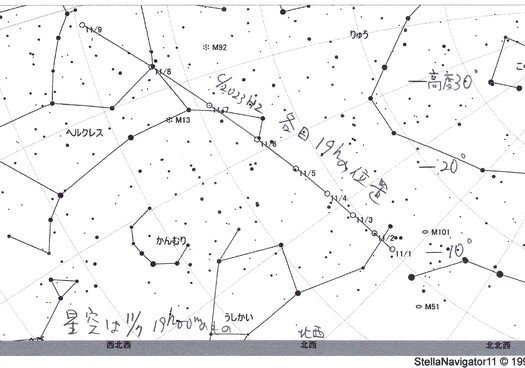 C/2023H2 レモン彗星の観測星図